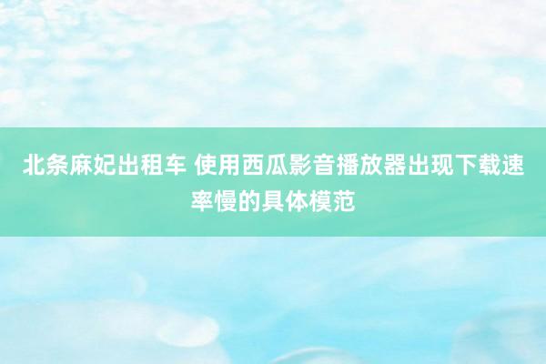 北条麻妃出租车 使用西瓜影音播放器出现下载速率慢的具体模范