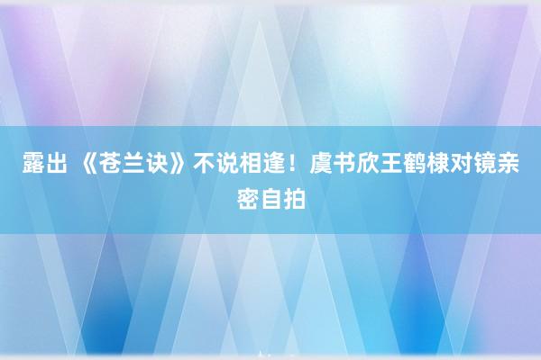 露出 《苍兰诀》不说相逢！虞书欣王鹤棣对镜亲密自拍