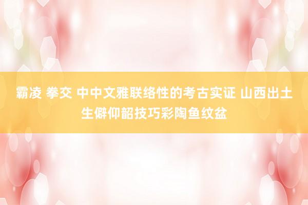 霸凌 拳交 中中文雅联络性的考古实证 山西出土生僻仰韶技巧彩陶鱼纹盆